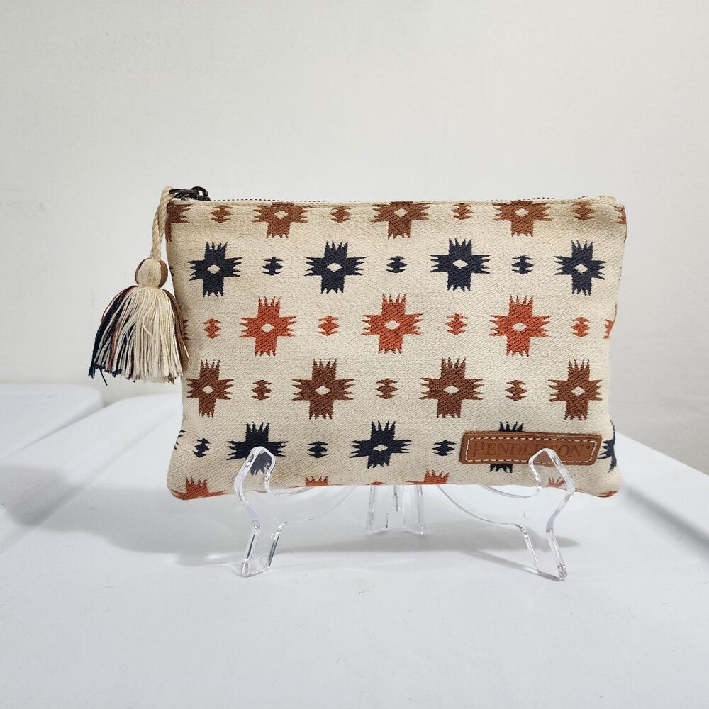 Pendleton Sweetwater Cotton Zip Pouch Clutch Tassel Blanket 9"W x 10"H